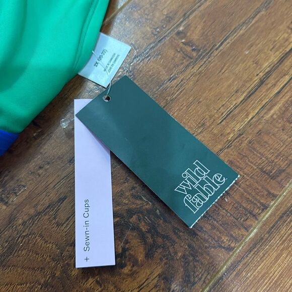 NWT Wild Fable 2X (20-22) Colorblock Blue Green Bikini Triangle Top Swim - Picture 7 of 7